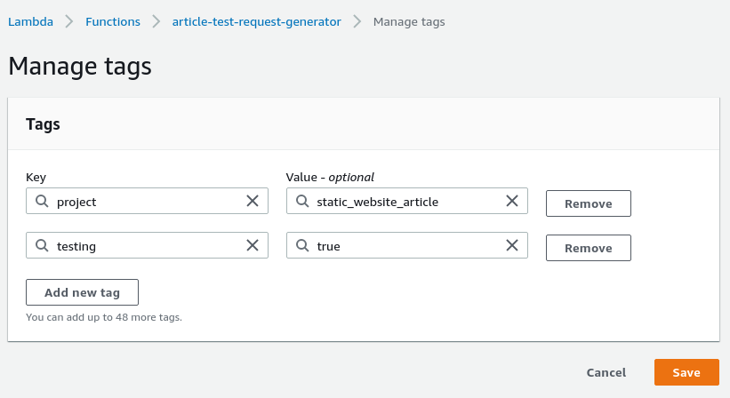 Manage tags